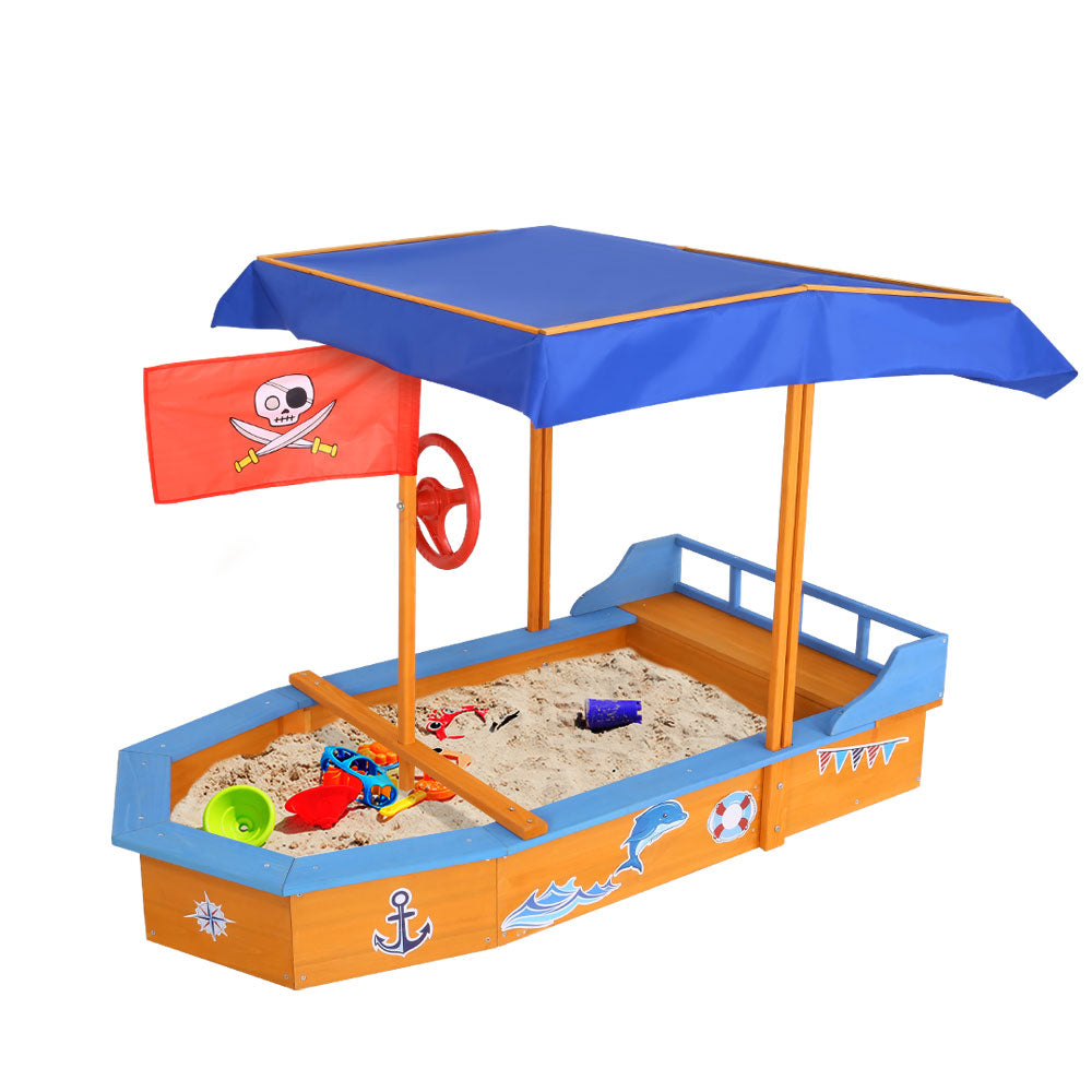 Keezi Pirate Ship Canopy Sand Play Area