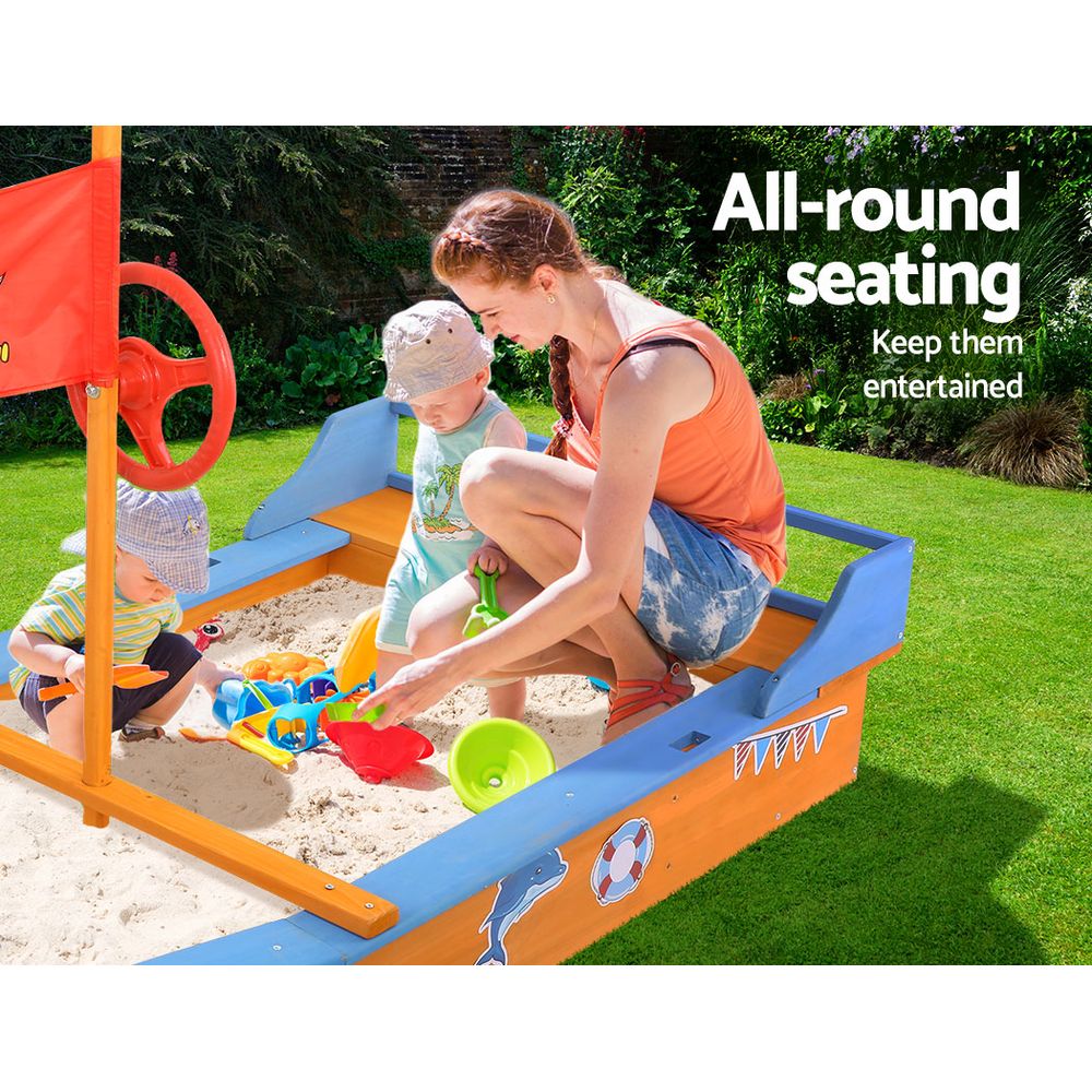 Keezi Pirate Ship Canopy Sand Play Area