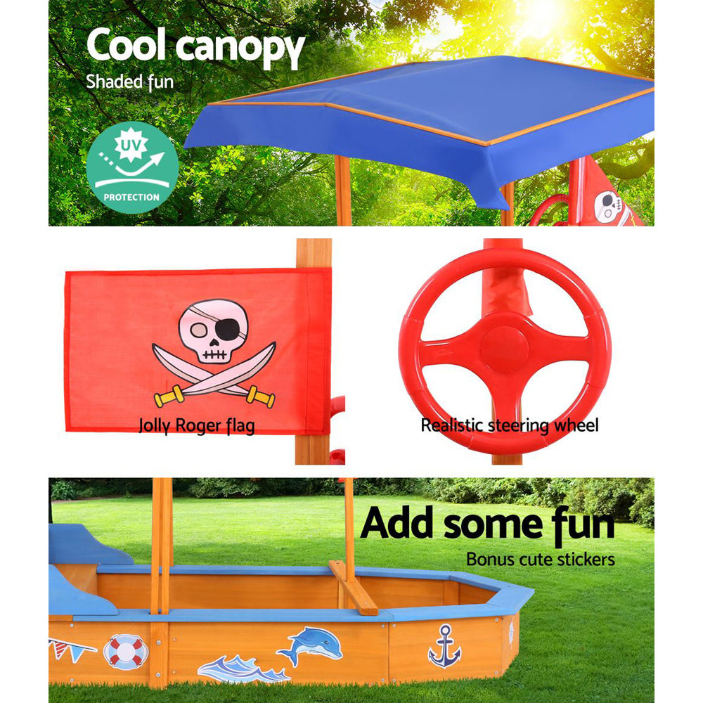 Keezi Pirate Ship Canopy Sand Play Area