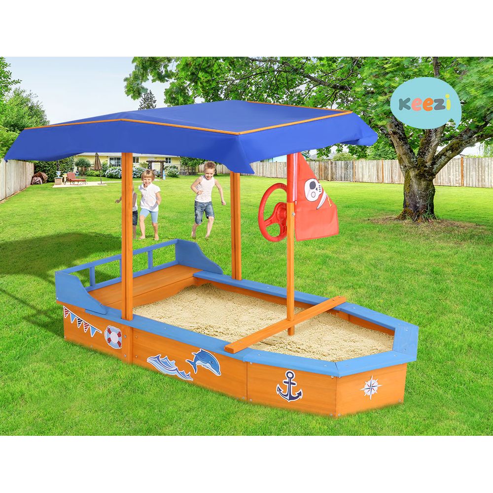 Keezi Pirate Ship Canopy Sand Play Area