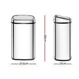 58L Automatic Stainless Steel Sensor Trash Bin - Side View