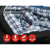 Weisshorn Double Sleeping Bag for Camping and Hiking -10°C to +15°C with Pillows, Waterproof and Lightweight - 45-Degree Angle