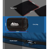 Weisshorn Double Sleeping Bag for Camping and Hiking -10°C to +15°C with Pillows, Waterproof and Lightweight - Close-Up Angle