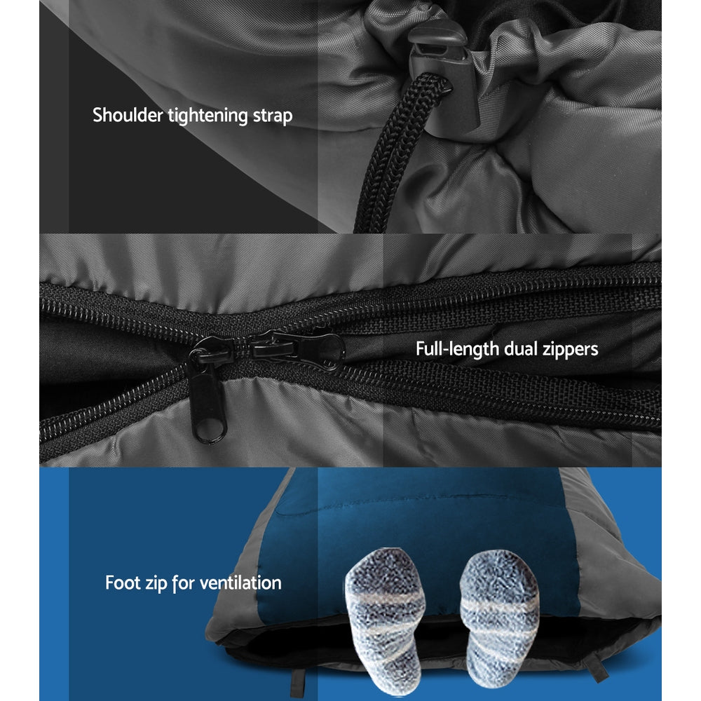 Weisshorn All-Weather Sleeping Bag -20°C to 10°C for Camping and Hiking - Lightweight and Compact Navy Thermal Bag