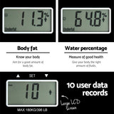 Digital Body Fat & Hydration Bathroom Scale - Everfit 180KG Electronic Weight Tracker - Side View