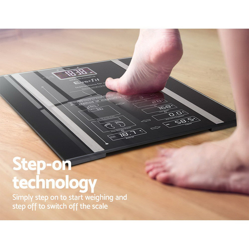 Digital Body Fat & Hydration Bathroom Scale - Everfit 180KG Electronic Weight Tracker