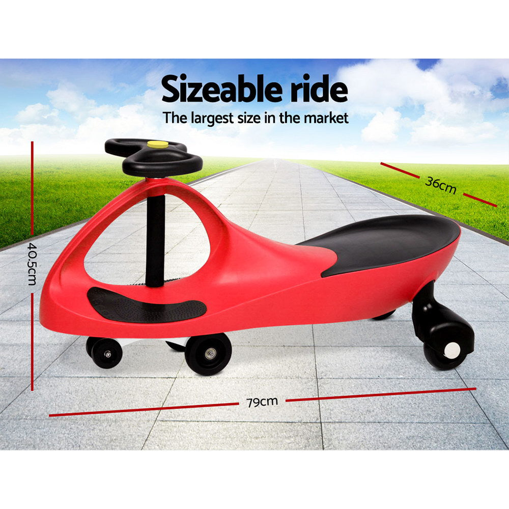 Rigo Red Pedal-Free Swing Car for Kids - Ride-On Scooter and Wiggle Slider