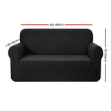 Artiss Elastic Stretch Sofa Slipcover Protector for 2-Seater Couch - Black - Side View