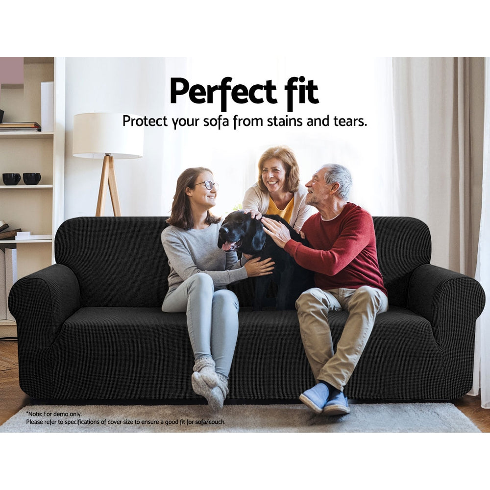 Artiss Elastic Stretch Sofa Slipcover Protector for 2-Seater Couch - Black