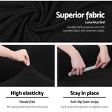Artiss Elastic Stretch Sofa Slipcover Protector for 2-Seater Couch - Black - 45-Degree Angle