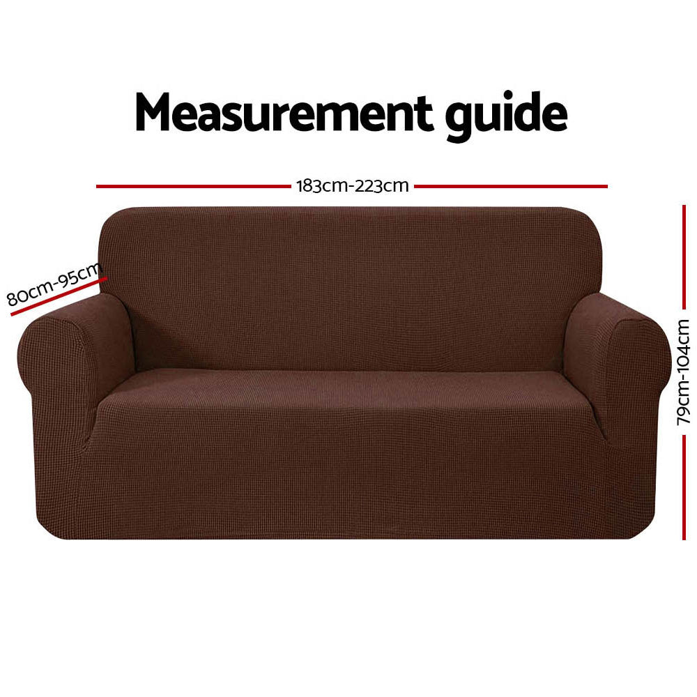 Artiss Stretchable Slipcover for 3-Seater Sofa - Coffee Color Couch Protector