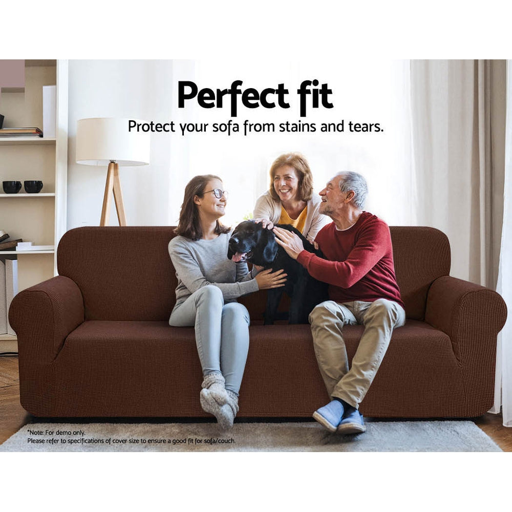 Artiss Stretchable Slipcover for 3-Seater Sofa - Coffee Color Couch Protector
