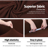 Artiss Stretchable Slipcover for 3-Seater Sofa - Coffee Color Couch Protector - 45-Degree Angle