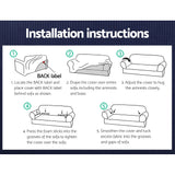 Artiss Elastic Stretch Sofa Slipcover for 3-Seater Couch - Grey Lounge Protector - Rear View