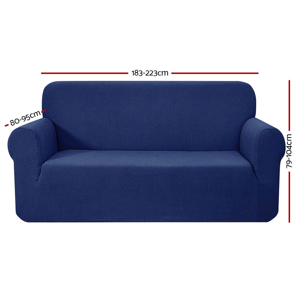 Artiss 3-Seater Navy Stretchable Sofa Cover - Durable Slipcover Protector