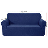 Artiss 3-Seater Navy Stretchable Sofa Cover - Durable Slipcover Protector - Side View