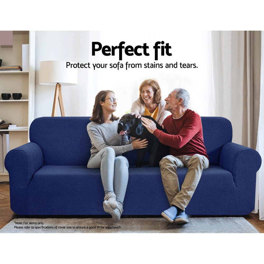 Artiss 3-Seater Navy Stretchable Sofa Cover - Durable Slipcover Protector
