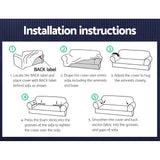 Artiss Stretchable 3-Seater Sofa Slipcover Protector - Sand Color - Rear View