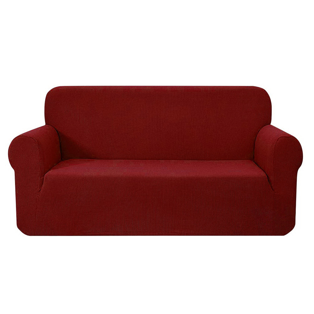 Burgundy High Stretch 3-Seater Sofa Cover by Artiss - Durable Couch Protector