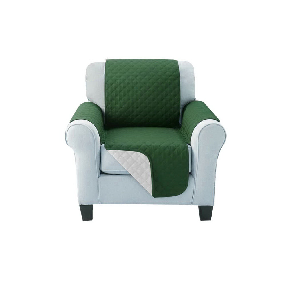Quilted Green Microfibre Sofa Cover for 1-Seater - Artiss Lounge Protector