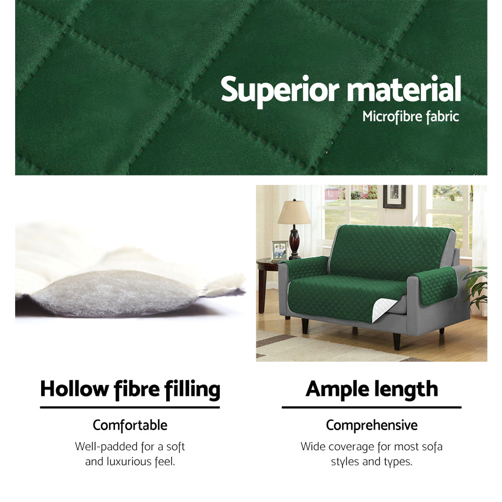 Quilted Green Microfibre Sofa Cover for 1-Seater - Artiss Lounge Protector
