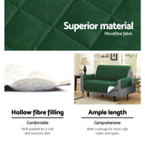 Quilted Green Microfibre Sofa Cover for 1-Seater - Artiss Lounge Protector - 45-Degree Angle