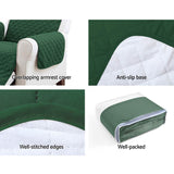 Quilted Green Microfibre Sofa Cover for 1-Seater - Artiss Lounge Protector - Close-Up Angle