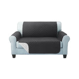 Quilted Dark Grey Sofa Protector Slipcover for 2-Seater Couch by Artiss - Front View