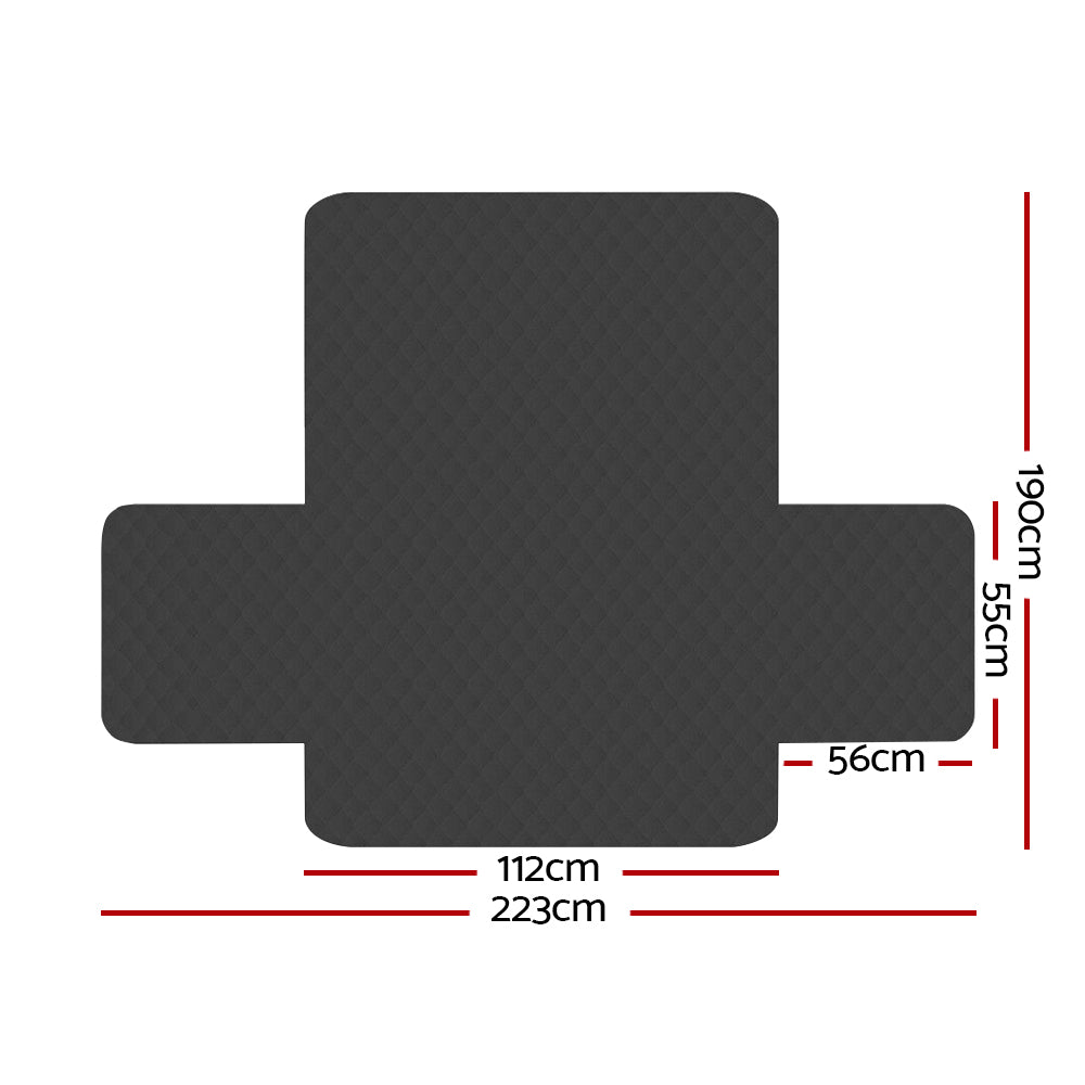 Quilted Dark Grey Sofa Protector Slipcover for 2-Seater Couch by Artiss