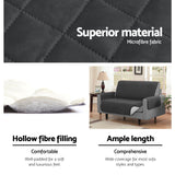 Quilted Dark Grey Sofa Protector Slipcover for 2-Seater Couch by Artiss - 45-Degree Angle