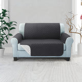 Quilted Dark Grey Sofa Protector Slipcover for 2-Seater Couch by Artiss