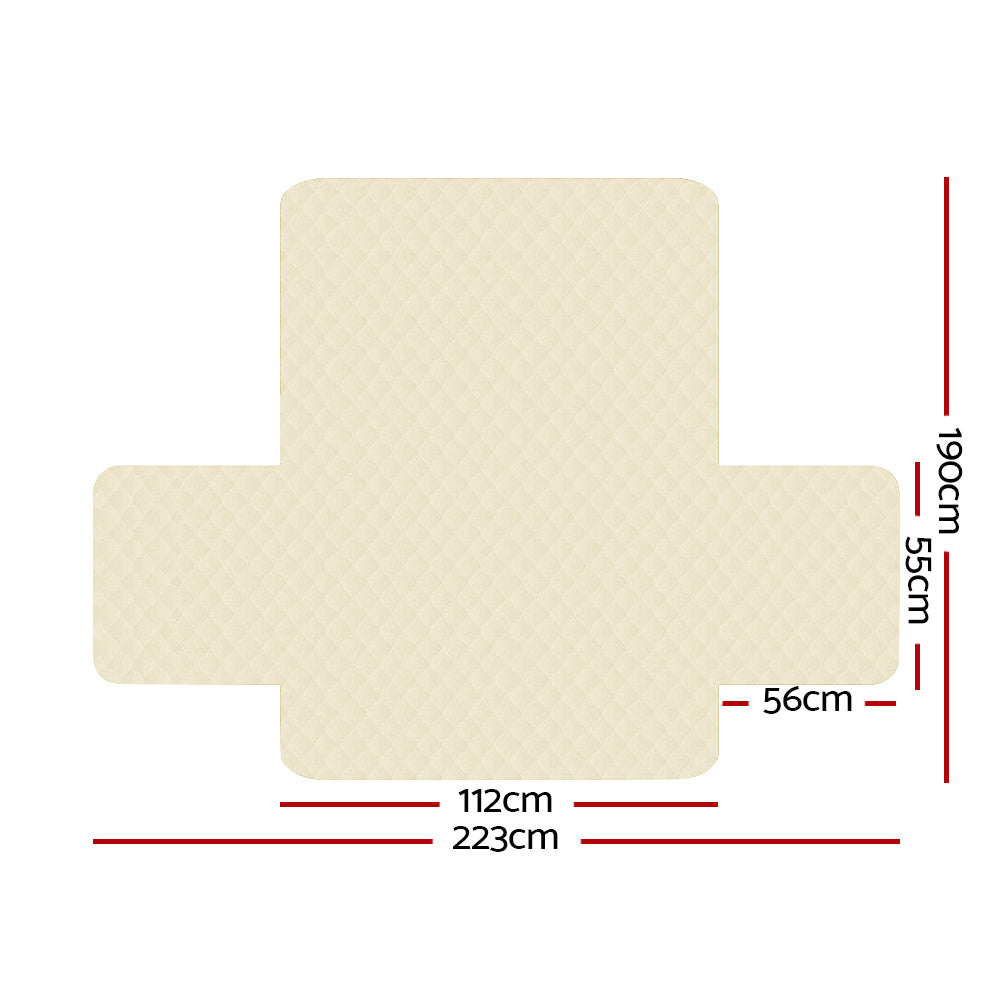 Quilted Khaki Sofa Protector Cover for 2-Seater Couch by Artiss