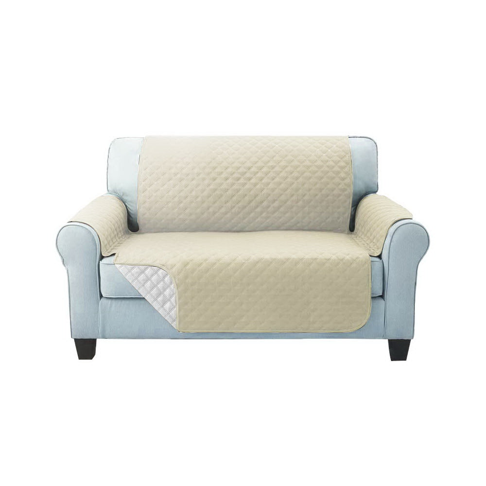 Quilted Khaki Sofa Protector Cover for 2-Seater Couch by Artiss