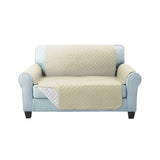Quilted Khaki Sofa Protector Cover for 2-Seater Couch by Artiss - Top-Down View