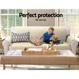 Quilted Khaki Sofa Protector Cover for 2-Seater Couch by Artiss - Rear View
