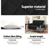 Quilted Microfibre Sofa Protector Cover for 3-Seater Couch - Black - 45-Degree Angle