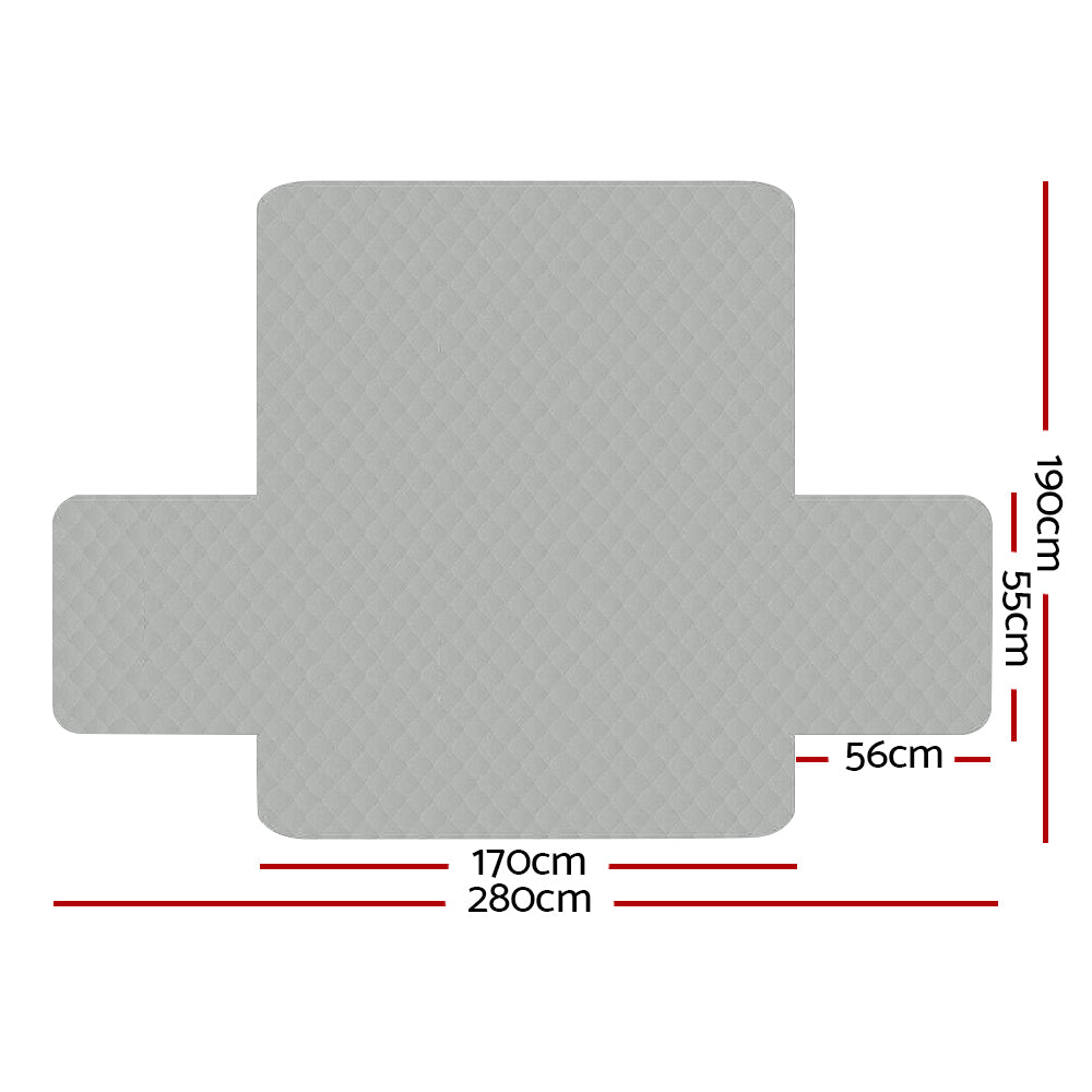 Quilted Grey 3-Seater Sofa Cover by Artiss - Lounge Protector & Slipcover