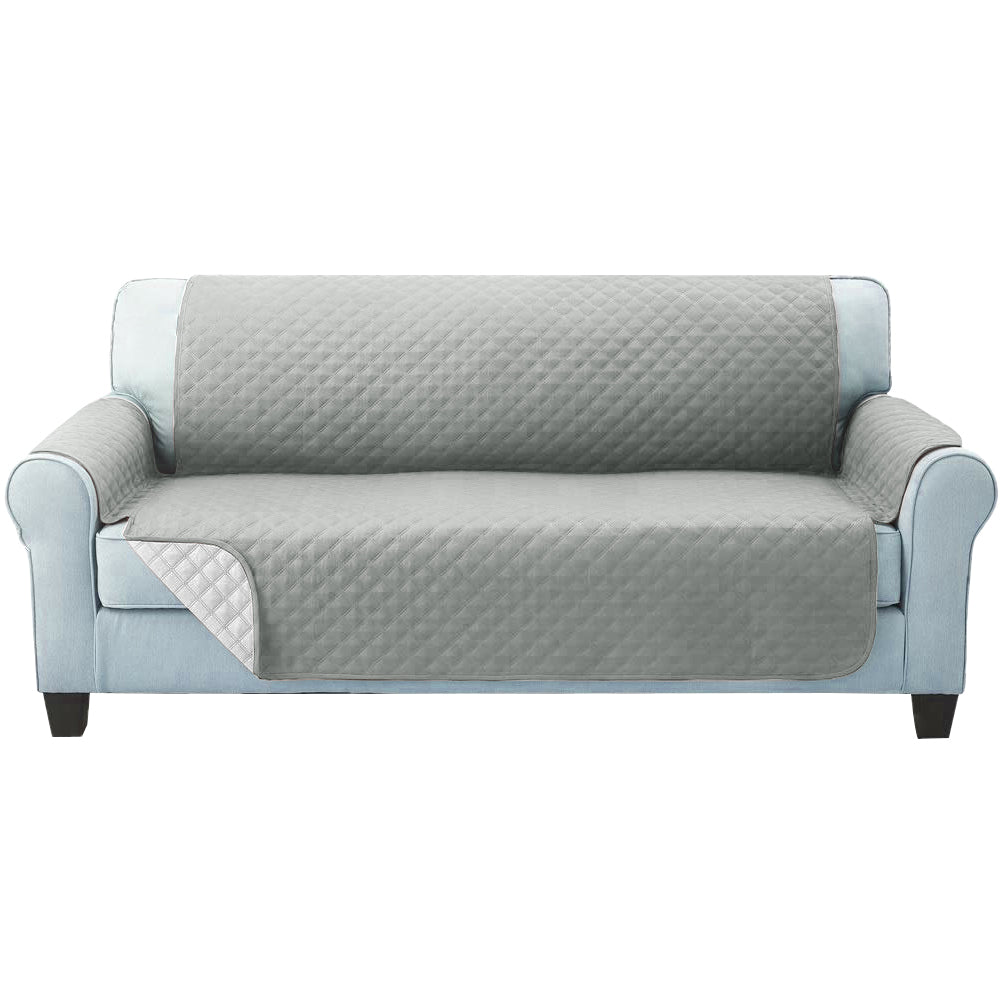 Quilted Grey 3-Seater Sofa Cover by Artiss - Lounge Protector & Slipcover