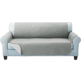 Quilted Grey 3-Seater Sofa Cover by Artiss - Lounge Protector & Slipcover - Top-Down View