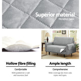 Quilted Grey 3-Seater Sofa Cover by Artiss - Lounge Protector & Slipcover - 45-Degree Angle