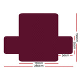Quilted Burgundy Sofa Protector Cover for 3-Seater Couch by Artiss - Side View