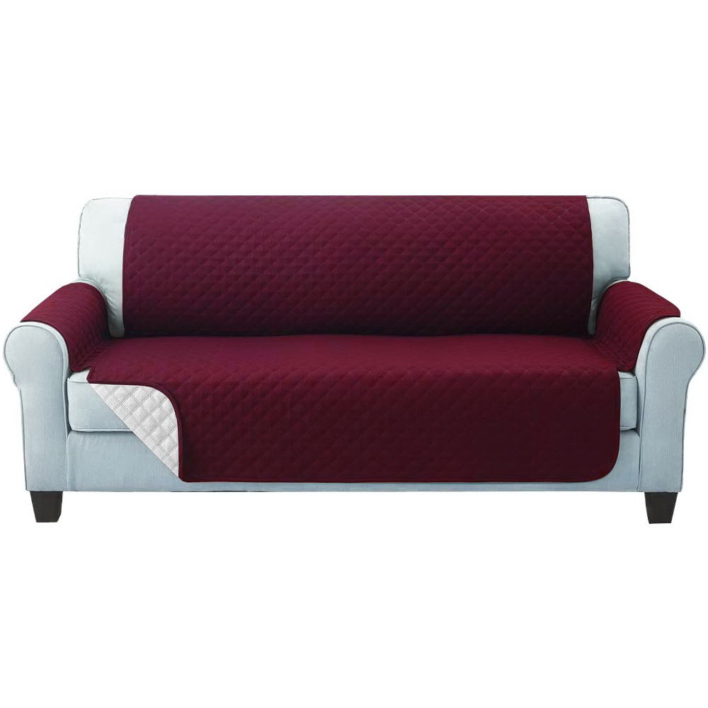 Quilted Burgundy Sofa Protector Cover for 3-Seater Couch by Artiss