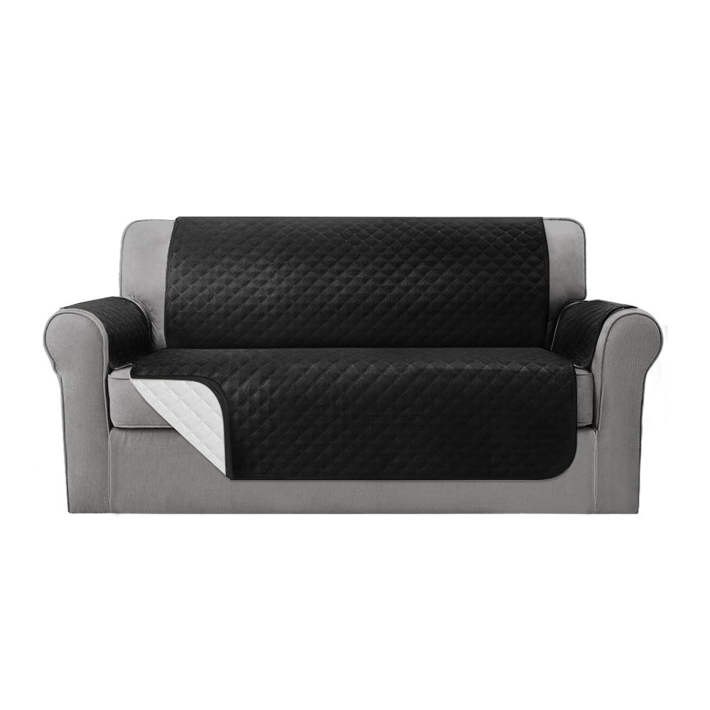 Quilted 3-Seater Black Sofa Cover by Artiss - 100% Water Resistant & Machine Washable