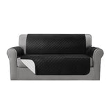 Quilted 3-Seater Black Sofa Cover by Artiss - 100% Water Resistant & Machine Washable - Front View
