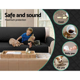 Quilted 3-Seater Black Sofa Cover by Artiss - 100% Water Resistant & Machine Washable - Rear View