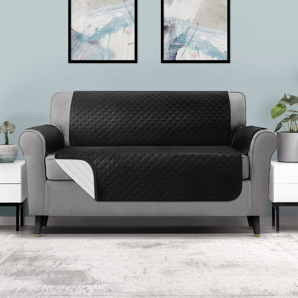 Quilted 3-Seater Black Sofa Cover by Artiss - 100% Water Resistant & Machine Washable