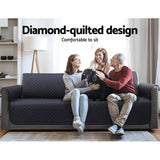 Diamond-Quilted 3-Seater Sofa Cover - 100% Water Resistant Dark Grey by Artiss - Top-Down View