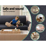 Diamond-Quilted 3-Seater Sofa Cover - 100% Water Resistant Dark Grey by Artiss - Rear View