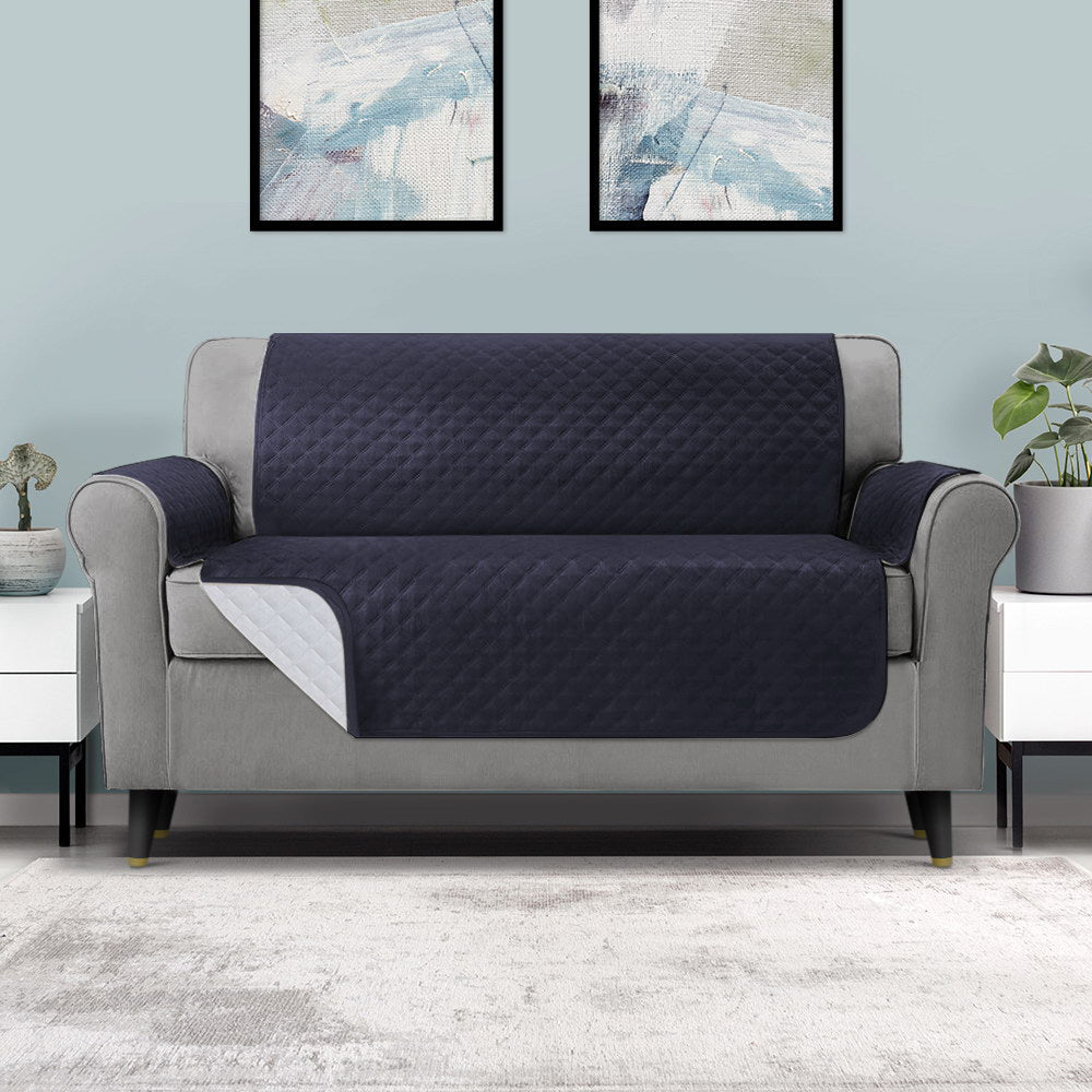 Diamond-Quilted 3-Seater Sofa Cover - 100% Water Resistant Dark Grey by Artiss
