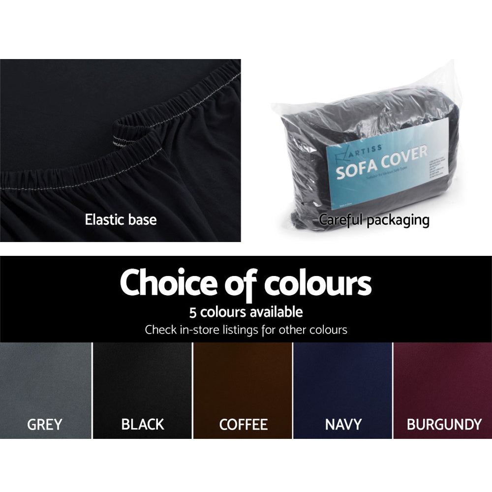 Artiss Black 3-Seater Stretch Sofa Cover for Ultimate Protection and Style